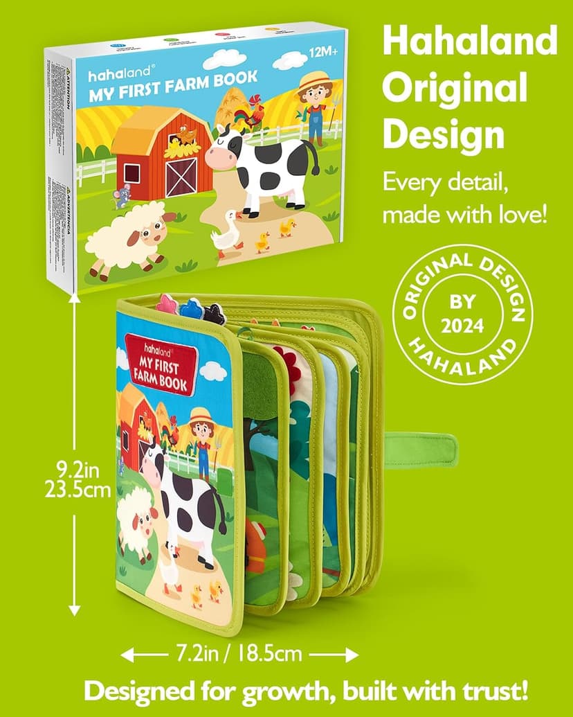 1 Year Old Boy Gifts Educational Quiet Activity Books 10 Pages, Toddler Christmas Stocking Stuffers One Year Old Travel Toys hahaland Busy Book for Toddlers 1-3 - Montessori Toys 1 Year Old Busy Board B0CR3FQ58C