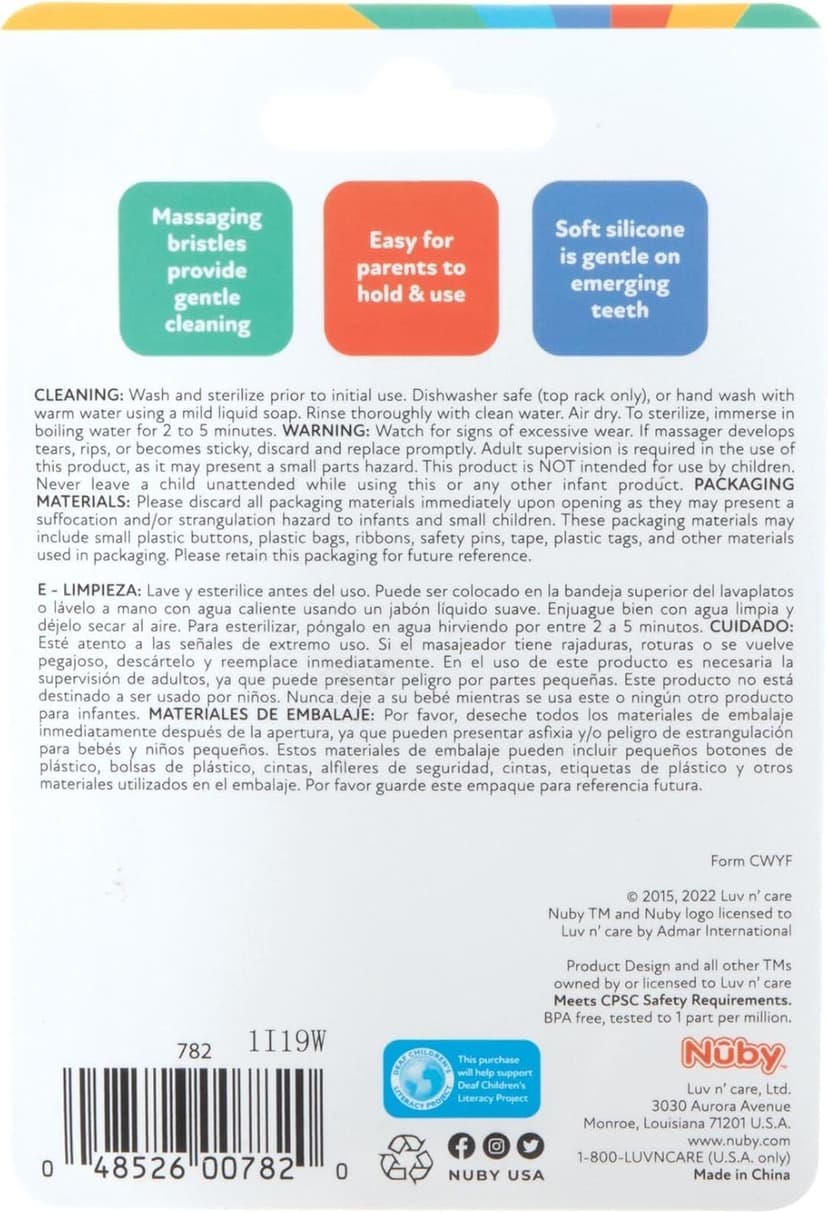 Nuby Nananubs Banana Massaging Teether – Baby Teething Toys 3 Months and Up, Silicone Teether for Sore Gums, Infant Toy, Baby Essentials, Brush, Travel Accessory, Gift for Babies