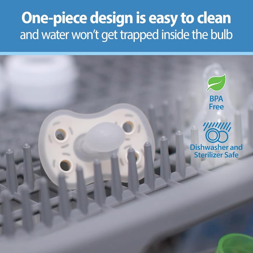 Dr. Brown's Advantage One-Piece Silicone Baby Pacifier, Fully Symmetrical Soother, Coral/Light Pink/Pink, 6-18m, BPA Free, 3 Pack