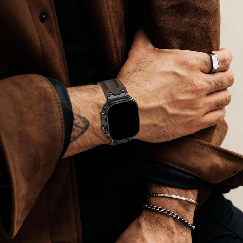 LETOID Leather Band Compatible with Apple Watch Ultra 3 /Ultra 2 /Ultra 49mm 46mm 45mm 44mm Bands, Women Men Vintage Genuine Leather Strap for iWatch Series 11 10 9 8 7 6 5 4, SE 3 2 1, Ultra 3 2 1