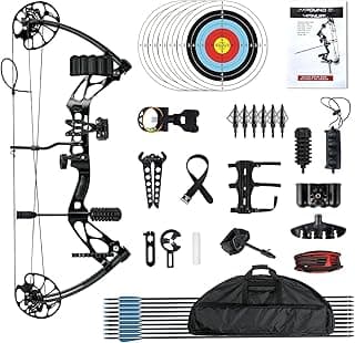 Compound Bow and Arrow Set 30-70 lbs for Adult, Adjustable Hunting Compound Bow Archery with Limbs Made in USA, Right Hand, 18”-31”, up to IBO 320 fps