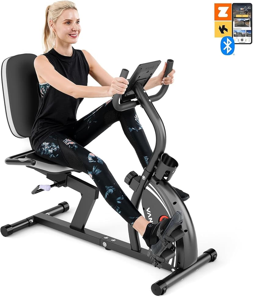 VANSWE Recumbent Exercise Bike for Adults Seniors - Recumbent Bikes for Home with Magnetic Resistance, Bluetooth and App Connectivity, Pulse Sensor