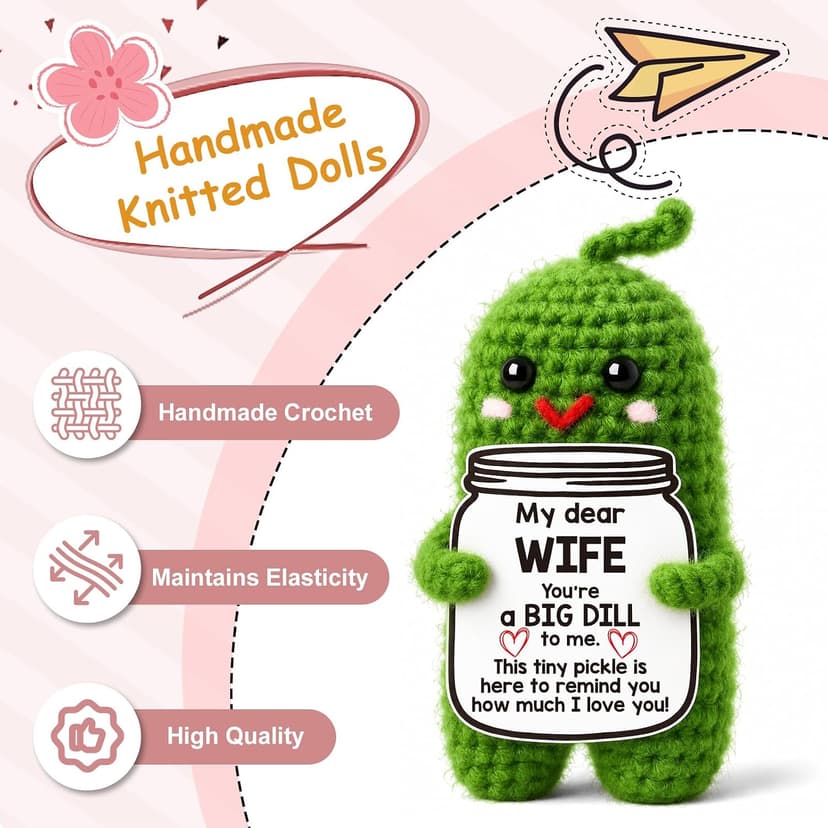to My Wife Romantic Anniversary Wedding Gifts for Wife I Love My Wife Birthday Gift Ideas for Women Best Wife Present Gifts for Wife, Anniversary Birthday Gifts for Wife Handmade Crochet Pickle B0F18KSP6S
