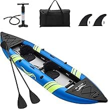 WETURE Inflatable Kayak 2 Person, Fishing Kayaks for Adults, 12.5FT 507 LBS Capacity, Portable Kayak with Luminous Strips, Adjustable Kayak Seat, 2 Paddles, 2 Tail Fins, Pump &Storage Bag