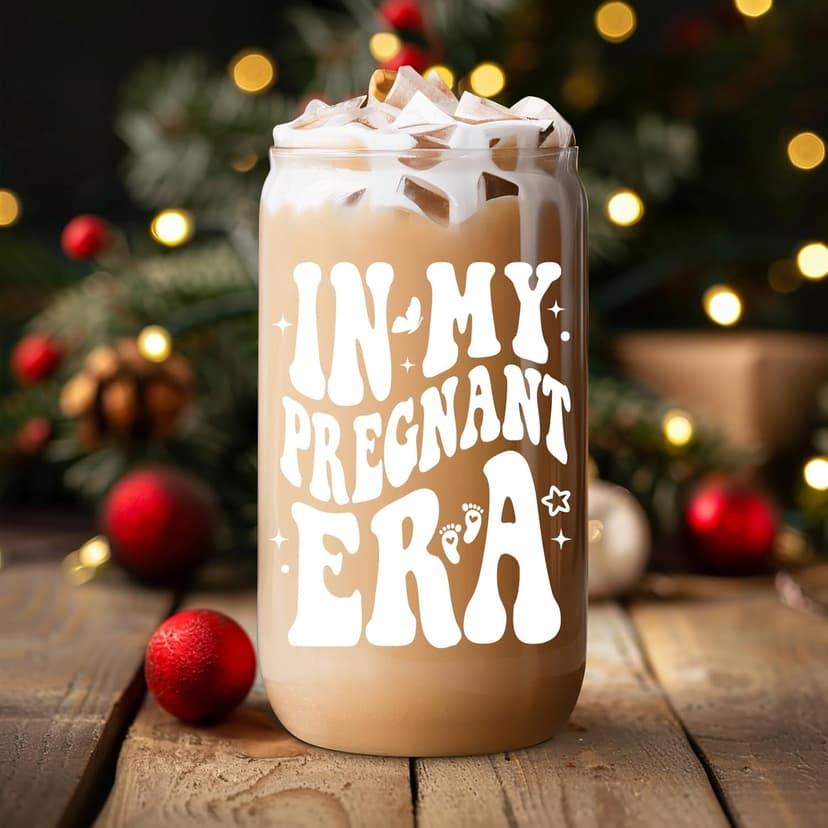 Fairy's Gift Pregnant Women Iced Coffee Cup, Cute Pregnant Mom Gifts, New Mama 16 oz Coffee Glass Cup, New Mothers Birthday Christmas, Pregnancy Gifts for Expecting Mom, First Time Mommy, Mommy to Be