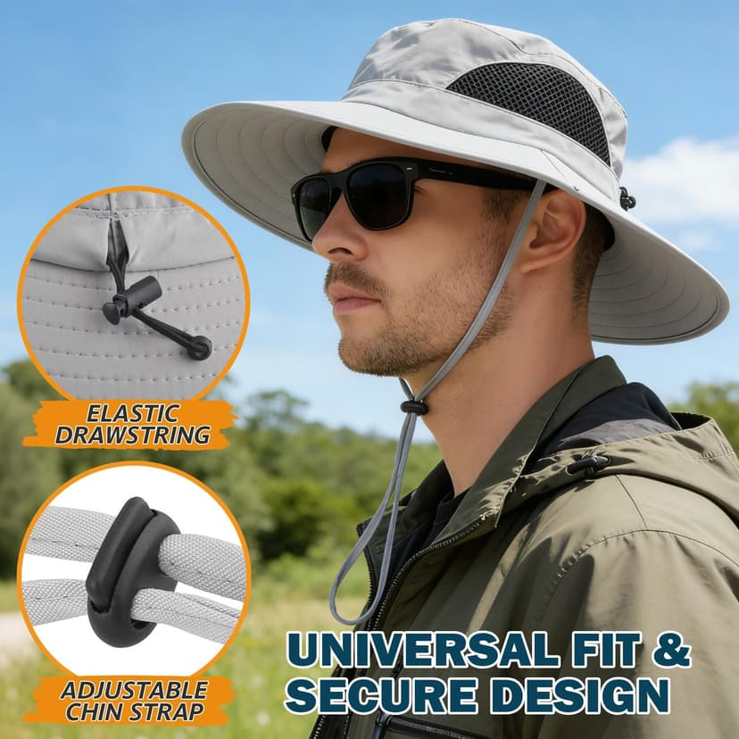 EINSKEY Wide Brim Sun Hat, UPF 50+ UV Protection Waterproof Packable Bucket Hat for Men & Women, Fishing Hiking Beach Garden
