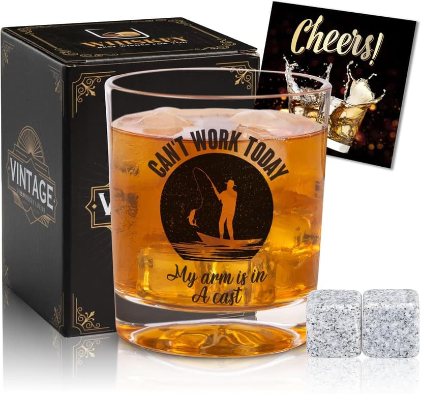 Fishing Gifts For Men, Whiskey Gifts for Men Fisherman, Fishing Gift For Man Boys Unique, Funny Bourbon Angling Gift, Whiskey Set Presents For Man