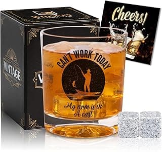 Fishing Gifts For Men, Whiskey Gifts for Men Fisherman, Fishing Gift For Man Boys Unique, Funny Bourbon Angling Gift, Whiskey Set Presents For Man