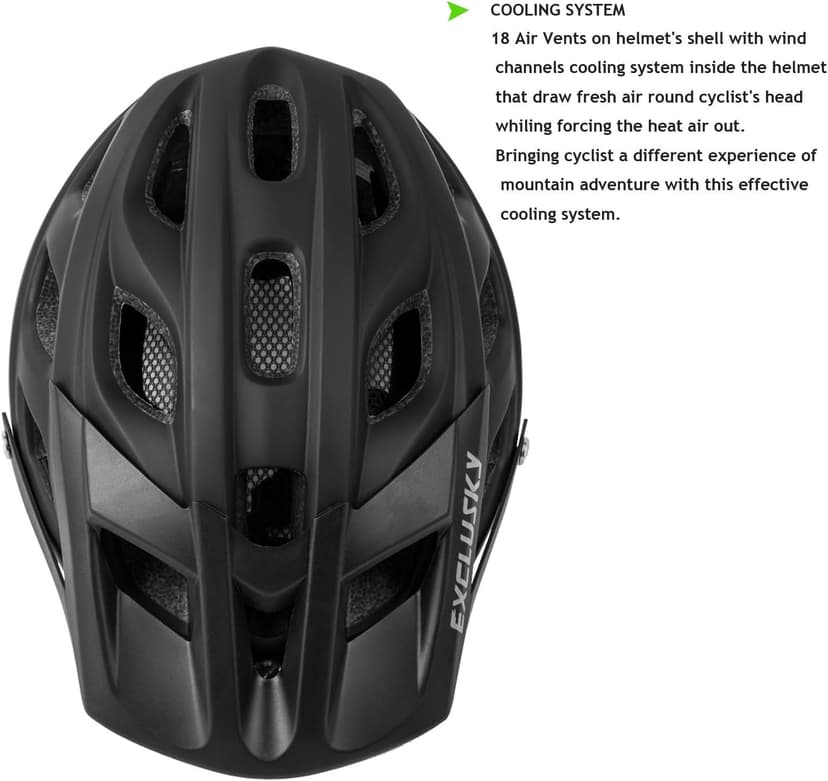 Exclusky Bike Helmet Mountain Bike Helmet for Adults Lightweight MTB Cycling Helmet for Men Women Adjustable Bicycle Helmet with Visor