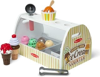 Melissa & Doug Wooden Scoop & Serve Ice Cream Counter, Pretend Play Store, 28 Toy Food & Play Kitchen Accessories, Preschool Toys for Girls & Boys 3+ B01B1V10KA