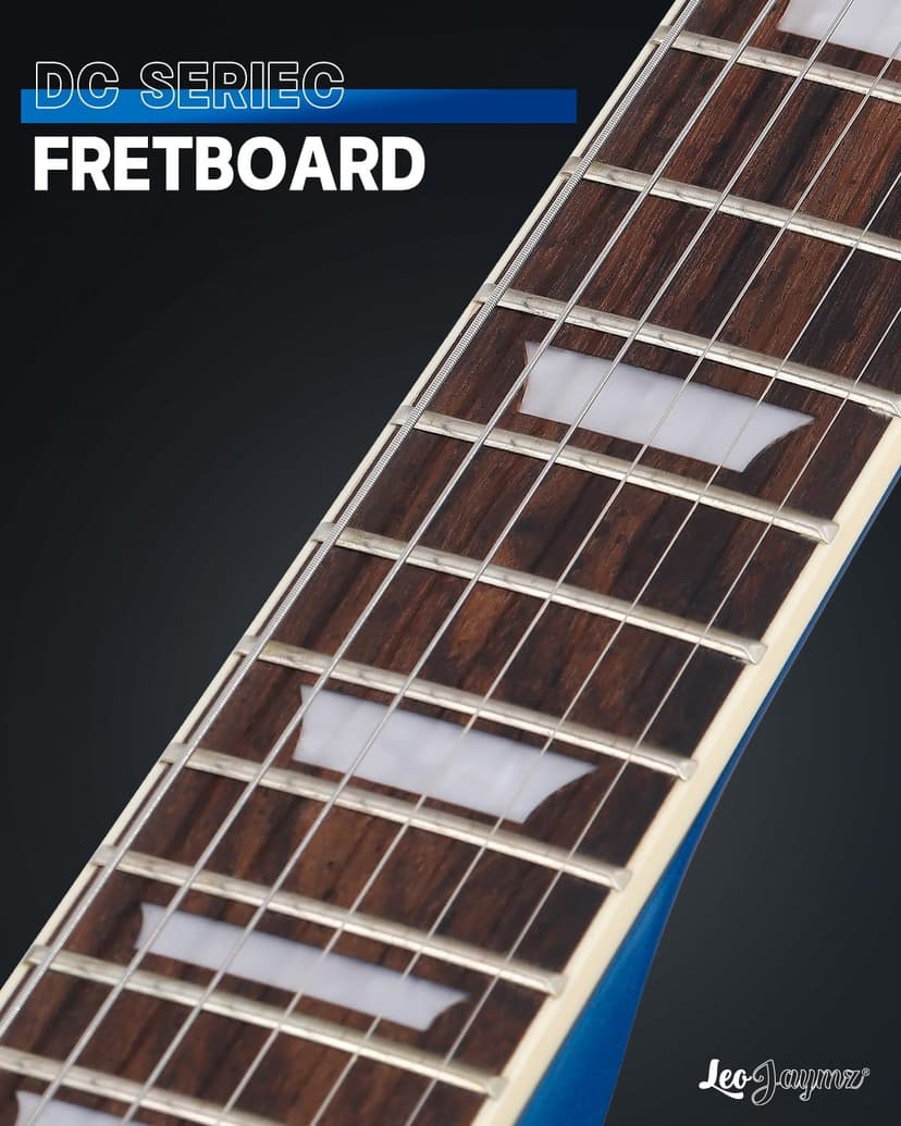 Leo Jaymz 39 Inch Solid Body Electric Guitar - Poplar Wood Body，Maple Neck and Laurel Wood Fretboard (Navy Blue)