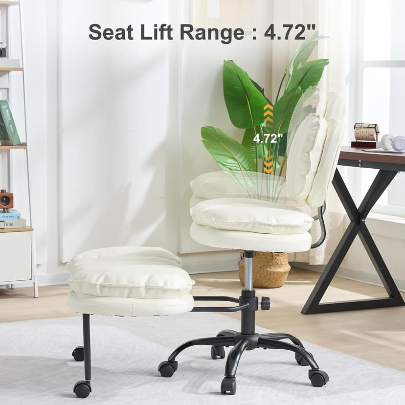 Cross Legged Office Chair – 360° Swivel ADHD Chair for Adults, Ergonomic Meditation seat with Wheels & Retractable Footrest, Height Adjustable Seat for Yoga Gaming Home Office – White