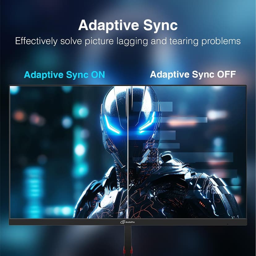 ArcticPro 24inch Computer Monitor, FHD 1080p, 144Hz Office and Gaming Monitor, IPS, Adaptive Sync, 110% sRGB, 1ms, 3-Sided Frameless, Ultra Slim, VESA Mountable, Anti-Blue Light Design, HDMI, DP