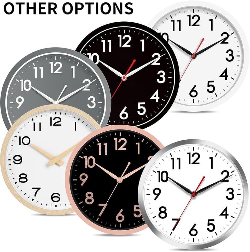 AKCISOT 12 Inch Wall Clock Silent Non-Ticking Modern Wall Clocks Battery Operated - Analog Classic Clock for Office, Home, Bathroom, Kitchen, Bedroom, School, Living Room(Black)