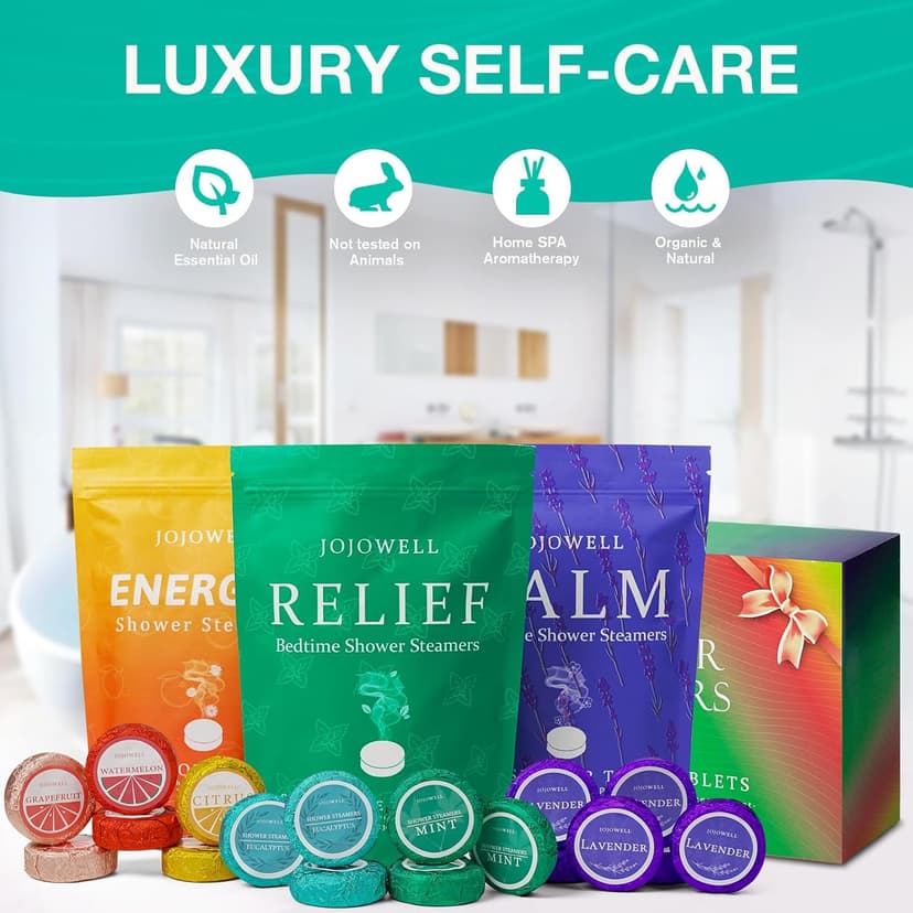 Shower Steamers Aromatherapy - 18 Pack Gifts for Women, Organic Essential Oils, Self Care, Birthday Gifts for Women, Men, Mom, Teen, Relaxation Home SPA Christmas