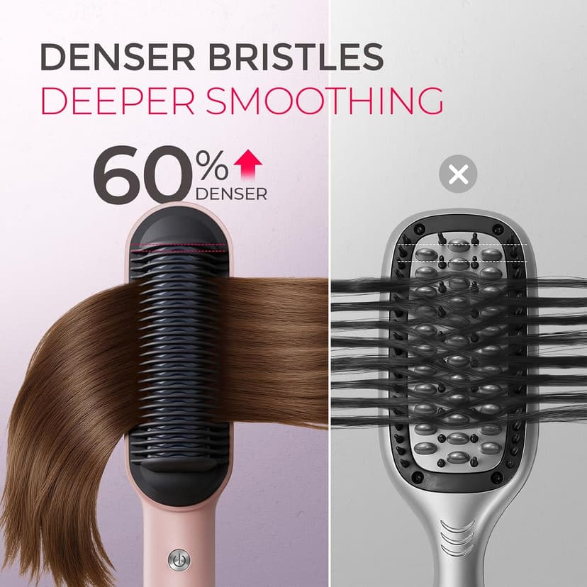 20s Fast Heat, 5 Temp Settings & Anti-Scald, Perfect for Professional Salon at Home, Sakura Pink TYMO Ring Hair Straightener Brush, 2-in-1 Straightening Brush & Hot Comb B07RLTPSLB