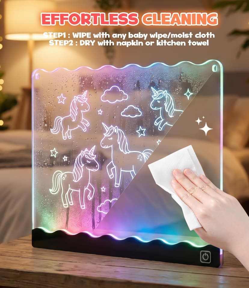 USB-C 10" Light Up Coloring Pad, 7 Color Doodle Glow Tablet, 7 Pens, 10 Tracing Sheets, Unicorn Birthday Gift Age 4 5 6 7 8 9 LED Drawing Board for Girls, Arts Gifts Kit and Crafts Toys for 3+ Year Old B0GDCX74KL