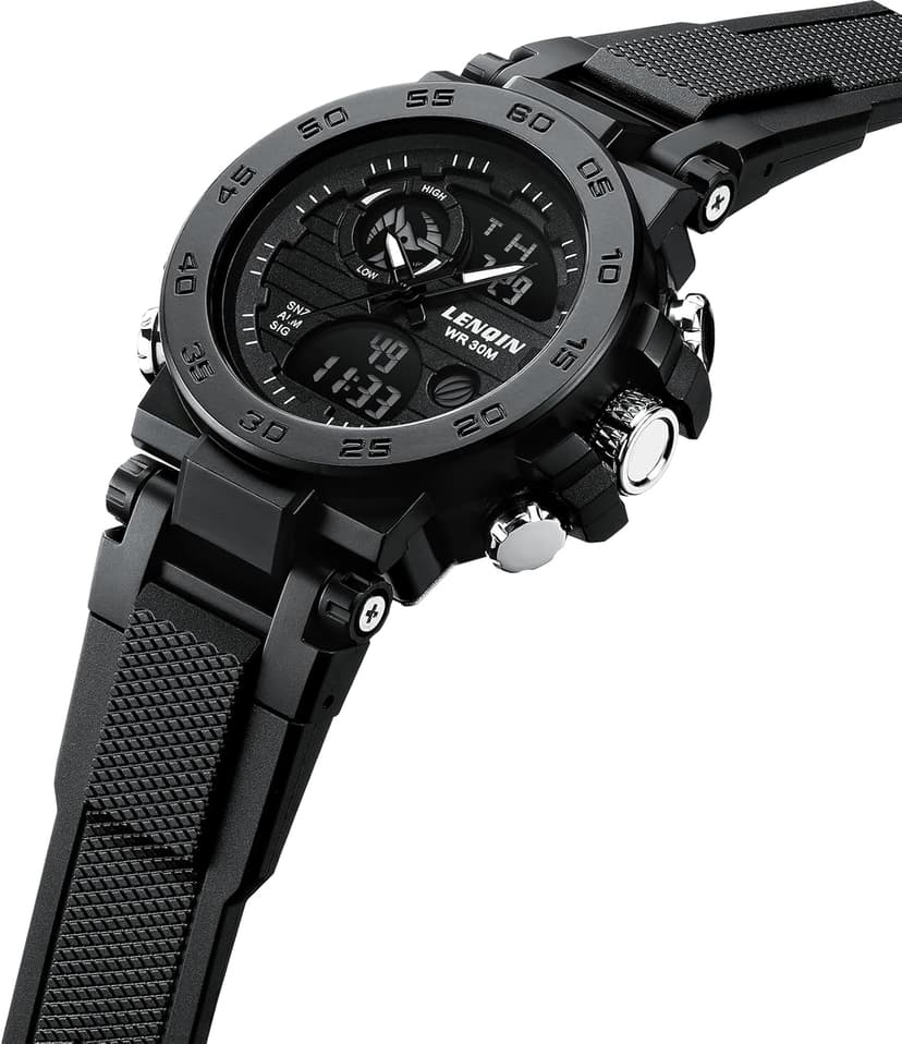 LN LENQIN Mens Watches Digital Military Watch for Men Stopwatch Army Survival Tactical Sports Outdoor Big Face Waterproof Men's Wrist Watches with LED Backlight/Timer/Alarm/Date