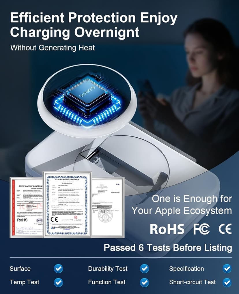 3 in 1 Magnetic Wireless Charger for Apple Multiple Devices, Foldable Fast Charging Station - Magsafe Charger Stand, Travel Charger Pad for iPhone 17 16 15 14 13 12 Series/Apple Watch/AirPods Pro