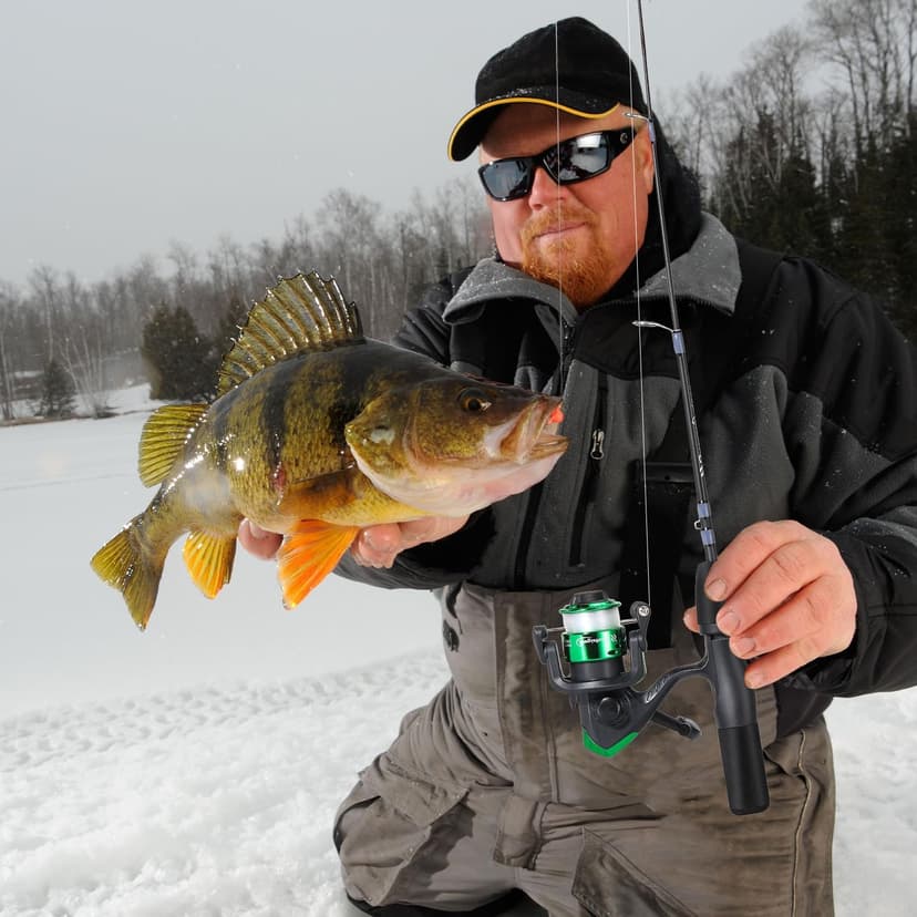 Sougayilang Ice Fishing Rod and Reel Set, Ice Fishing Includes Ice Jigs, Lures, and Essential Tackle,27" Medium/Light Power Ice Spinning Rod,EVA Foam Grip Handle