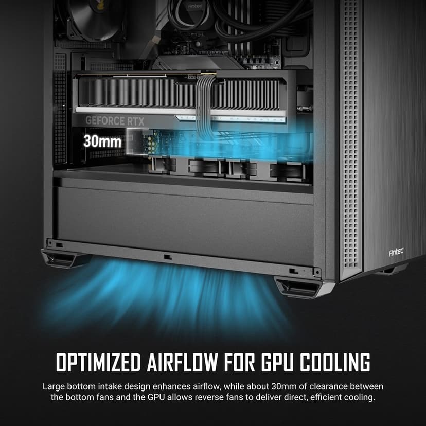 Antec P7 S, 4 x 120mm PWM Fans Included, Dual Side Front Mesh Intake, 360mm Top Radiator Support, Type-C 3.2 Gen 2, Sound-Dampening Side Panels, Mid-Tower ATX PC Case