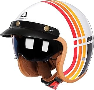 TRIANGLE 3/4 Motorcycle Helmet,Retro Open Face Adults Helmets with Visor,Half Face Moped Helmet for Men & Women,DOT Approved Helmets for Cruiser Scooter(XXL)