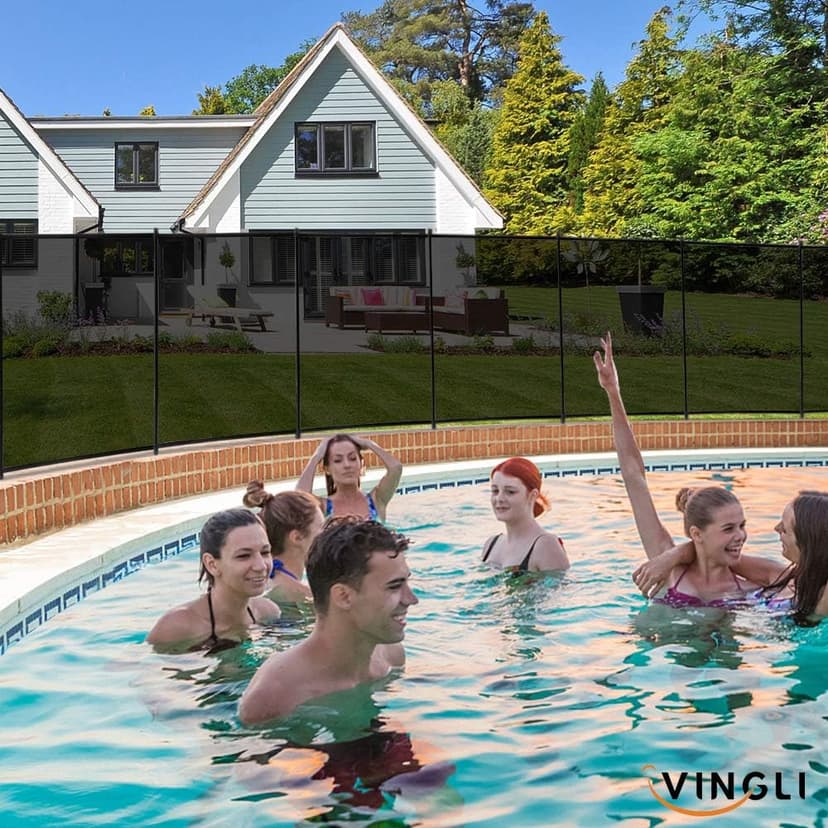 VINGLI Pool Fence 5Ft x 48Ft Swimming Pool Fence in Ground Pool Safety Fencing, Black