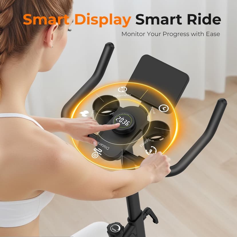 OWLSKY Exercise Bike with APP, Stationary Bike for Home, 300 lbs Capacity Quiet Indoor Cycling Bike Gym Cardio Workout, Adjustable Seat & Tablet Holder