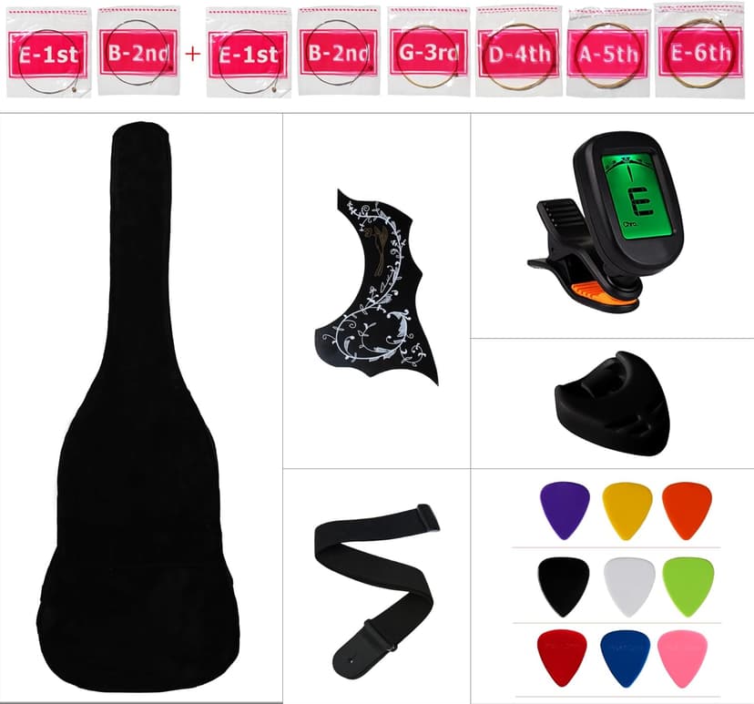 YMC 38" Blue Beginner Acoustic Guitar Starter Package Student Guitar with Gig Bag,Strap, 3 thickness 9 Picks,2 Pickguards,Pick Holder, Extra Strings, Electronic Tuner -Blue