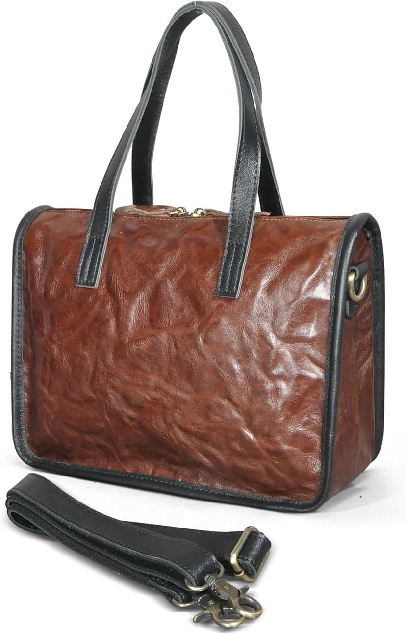 Sling Shoulder Bag for Men and Women, Genuine Leather Messenger Bag Satchel for Business Outdoor and Travel Laptop Case