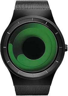 MASTOP Watches for Men Fashion Creative Liquid Movement Original Design Starry Sky Vortex Watch Men Steel Mesh Men's Watch Clock Round Unique Wristwatch Minimalist Gradient Color