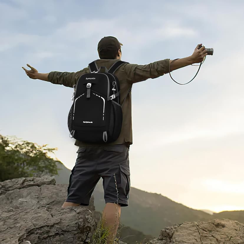 35L Lightweight Packable Backpack – Durable Foldable Daypack for Travel, Hiking, and Gym (Black)