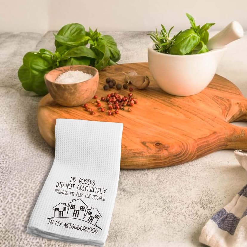 Funny Housewarming Gifts Towels Dish Towels Dishcloth for Neighbors, Christmas Birthday Gifts for Neighbors Hostess, 16 x 24 Farmhouse Decoration Hand Towels for Kitchen Bathroom Home. (096)