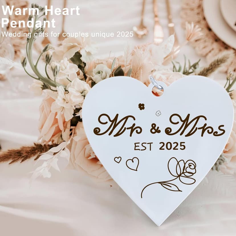 Wedding Gifts for Couples 2025,Rotating Floating Mr and Mrs Picture Frame,4x6 Rustic Picture Frame Engagement Gifts for Couples,Bridal Shower Gift for Bride to Be