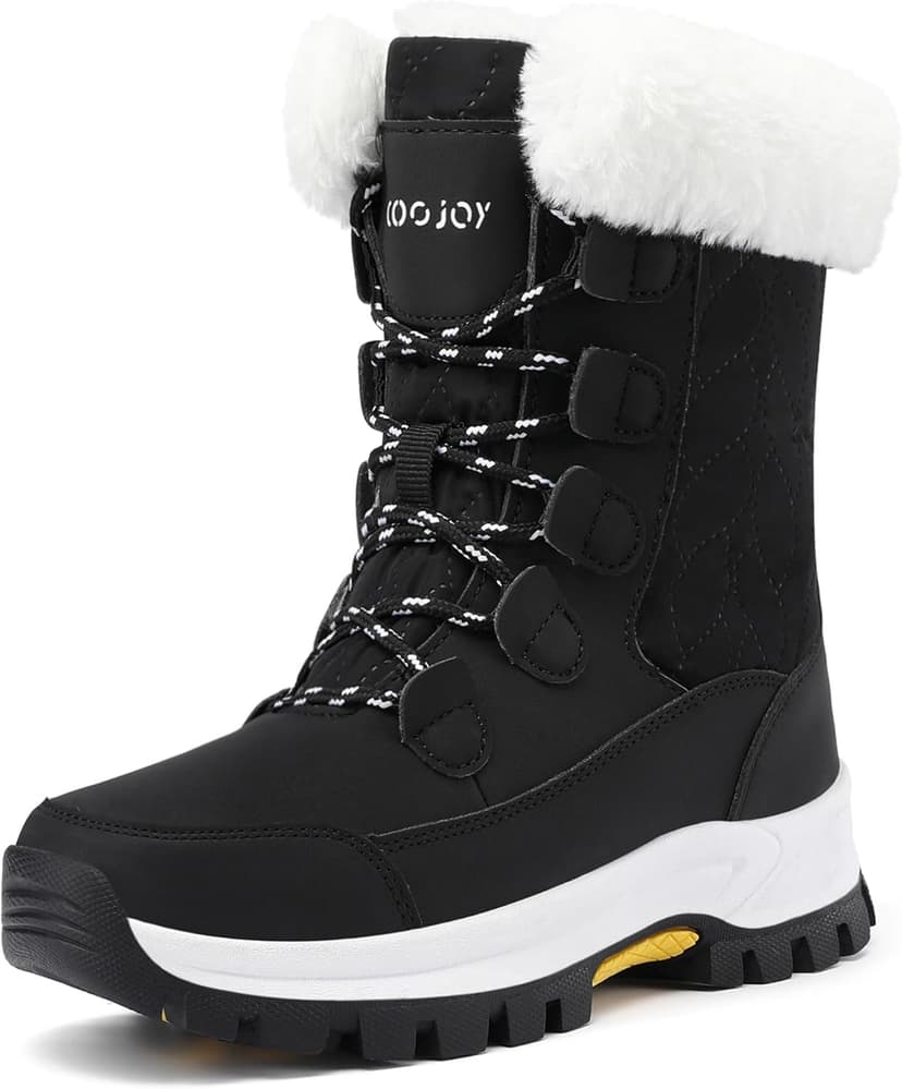 COOJOY Womens Waterproof Winter Snow Boots Warm Shoes Furry Mid Calf Lightweight Walking Hiking Booties