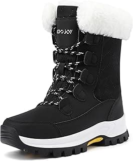 COOJOY Womens Waterproof Winter Snow Boots Warm Shoes Furry Mid Calf Lightweight Walking Hiking Booties