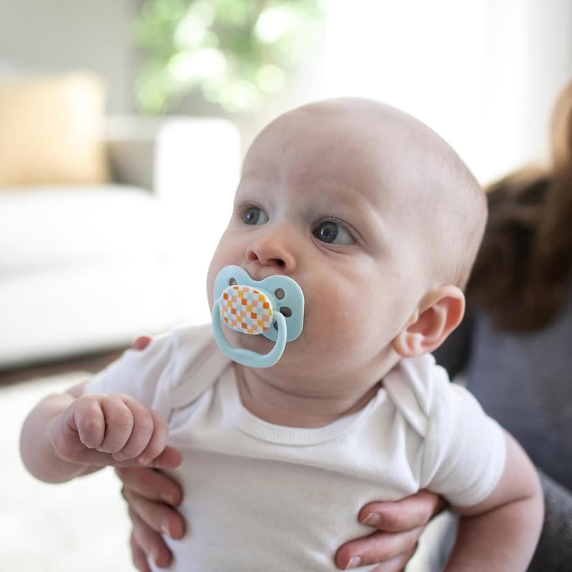 Dr. Brown's Advantage Baby Pacifier, Fully Symmetrical Soother with Soft Silicone Bulb, Blue Sunrise, 0-6m, BPA Free, 2 Pack