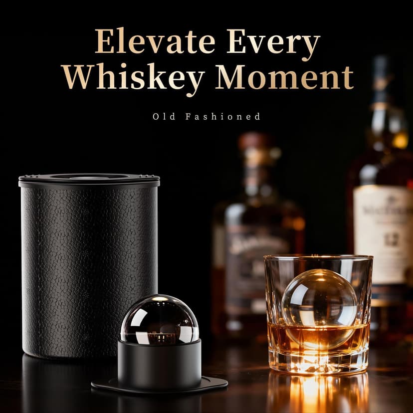 Clear Ice Ball Maker for Whiskey: 2.5" Crystal Clear Ice Maker - Large Ice Sphere Maker for Bourbon & Cocktails - Easy Release Silicone Ice Cube Maker for Home Bar