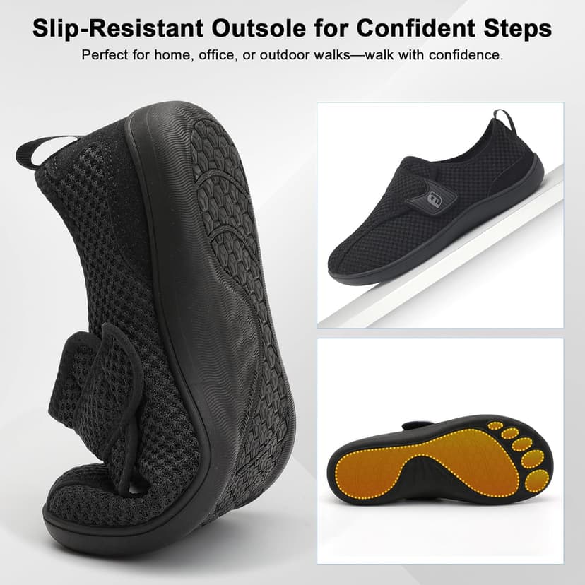 JOINFREE Diabetic Wide Walking Shoes for Women & Men with Adjustable Upper, Zero Drop Non Slip Casual Sneakers Comfortable for Edema, Arthritis, Swollen Feet & Elderly