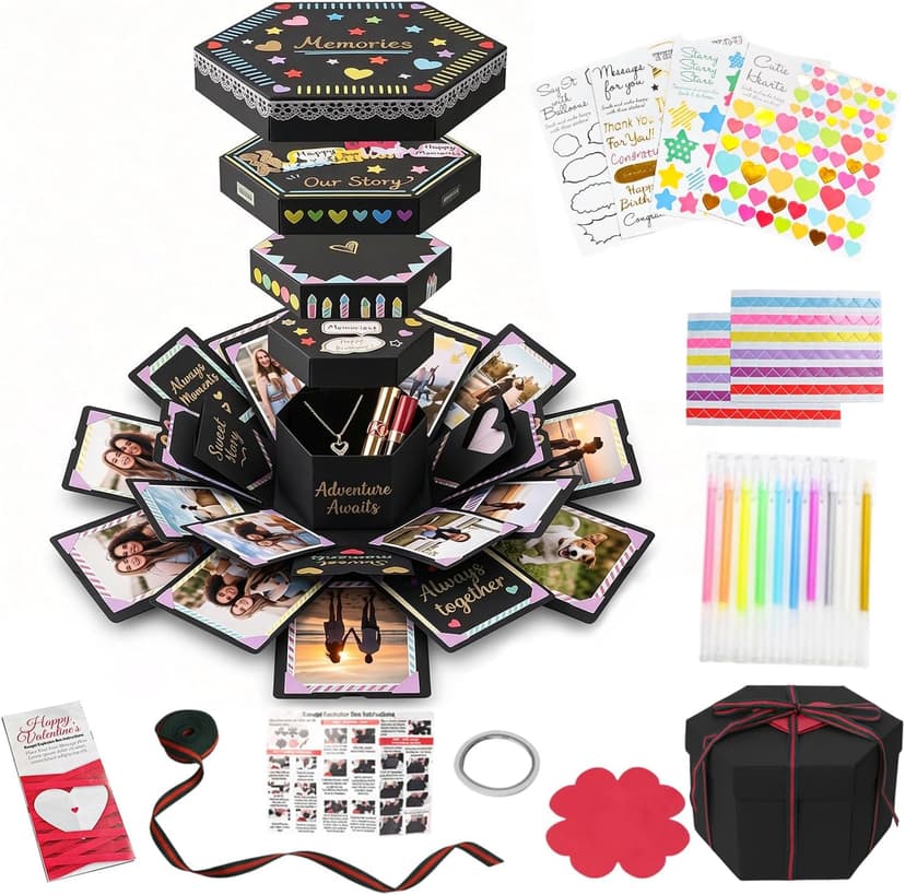 Picture Pop up Love Box Gift, Set with Scrapbooking Accessories Creative Photo, Album Gifts for Anniversary Wedding KOOGEL Explosion Gift Box DIY Exploding Photo Album Preassembled Surprise B07Q3VH41X