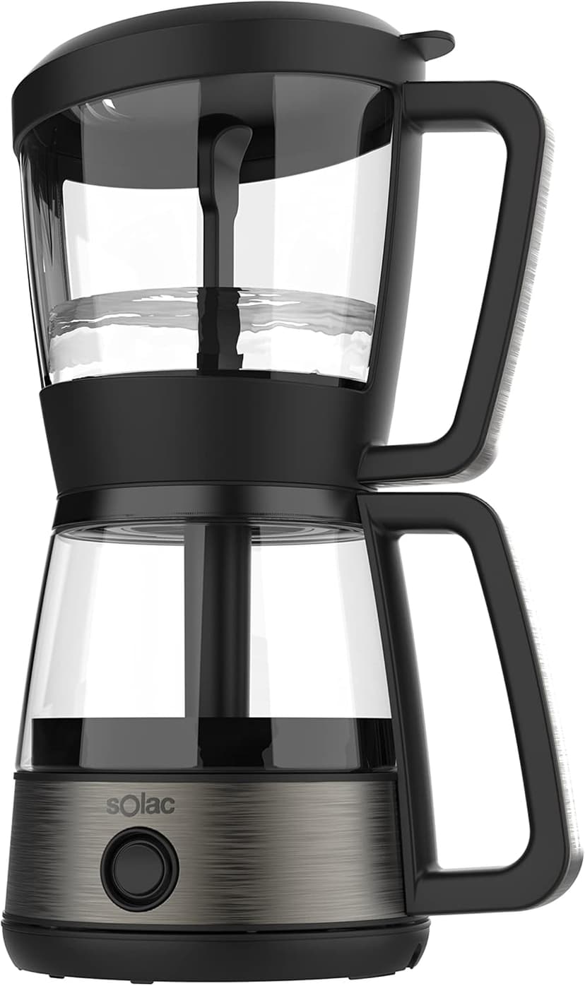 SOLAC SIPHON BREWER 3-in-1 Vacuum Coffee Maker, Tea Brewer & Water Boiler, Brushed Stainless Steel and Black, 30 oz