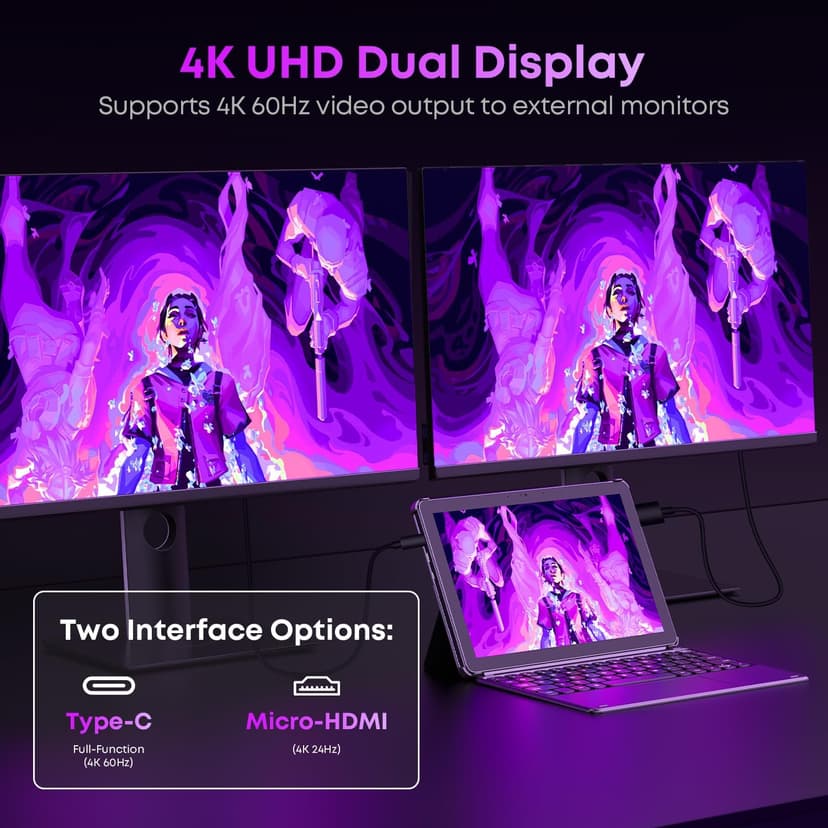 CHUWI Windows 11 Tablet 10.1'', 8GB RAM 256GB SSD, Intel Core i3 (3.9GHz), Expandable to 2TB, Windows Tablet PC, IPS HD Touchscreen, 4K HDMI, 5MP AF Camera, WiFi 6, BT5.3, USB3.2, with Case