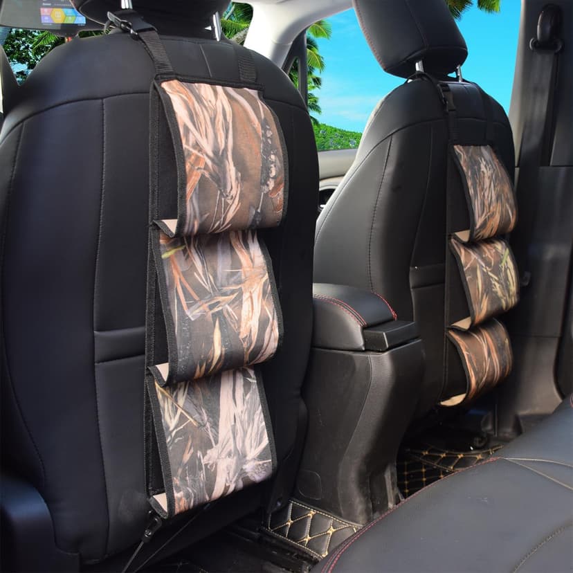 Seat Back Gun Rack, Gun Sling Bag, Camo Front Seat Gun Organizer Holder for Hunting Rifles/Shotguns for 3 Guns, Rifles, Shotguns in Cars, Trucks & SUV for Hunting Sports Camouflage