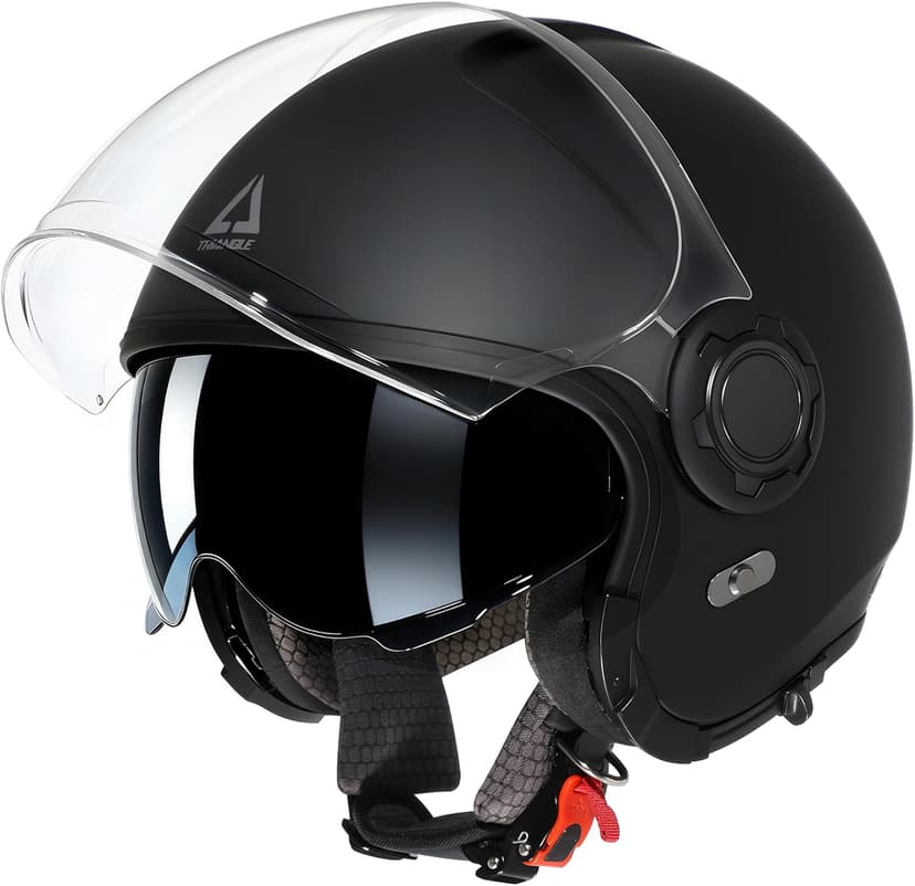 TRIANGLE Convertible Full Face Motorcycle Helmet DOT Approved for Men Women, Multi-Configuration 3/4 Open Face Street Bike Helmet with Internal Tinted Sunshield, Includes Storage Bag