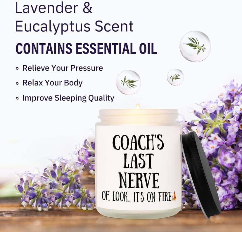 Niyewsor Soccer Coach Gifts, Lavender Scented Soy Wax Candle, Best Coach Christmas Gifts from Basketball/Baseball Team, Thank You Gift for Fitness/Athletic/Personal Trainer, Handmade, 7oz
