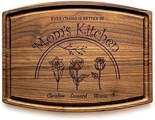 Personalized Christmas Gifts for Women, Customized Gifts for Mom – Custom Cutting Board for Mom or Grandma, Birthday, Christmas Gift Idea from Son, Daughter, Grandkids