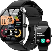 Smart Watch, 1.85" HD Smartwatch for Men Women (Answer/Make Calls), Fitness Watch with Heart Rate/Sleep/IP68 Waterproof/120+ Sports Modes, Pedometer, Android Smart Watch for Android iOS (Black)