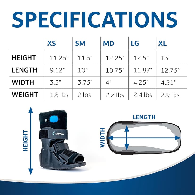 United Ortho United Ortho USA14115 Short Air Cam Walker Fracture Boot, Medium, Black