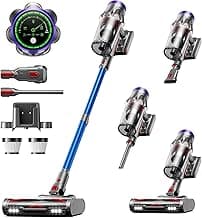 Cordless Vacuum Cleaner, 50KPa 600W 70Mins Vacuum Cleaner for Home, Anti-Tangle Self-Standing Stick Vacuum with Scented Tablet, Upgraded Dust Cup Scraping, Vacuum Cordless for Pet Hair/Carpet/Floors