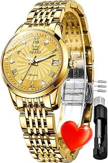 OLEVS Womens Automatic Watches Gold Classic Diamond Ladies Self Winding Mechanical Two Tone Stainless Steel Wrist Watch Date